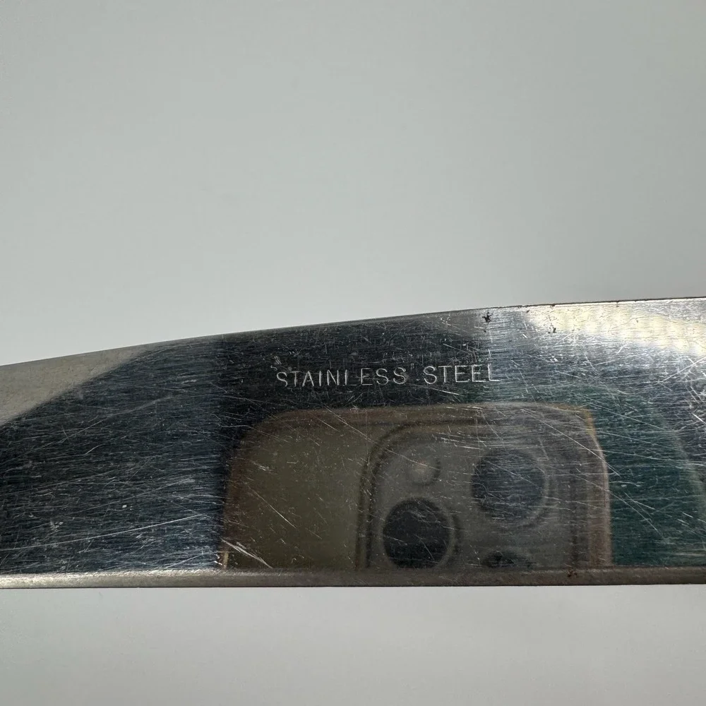 Vtg Stainless Steel Slicing Knife Amber Handle Carving Ham Roast Kitchen Utensil